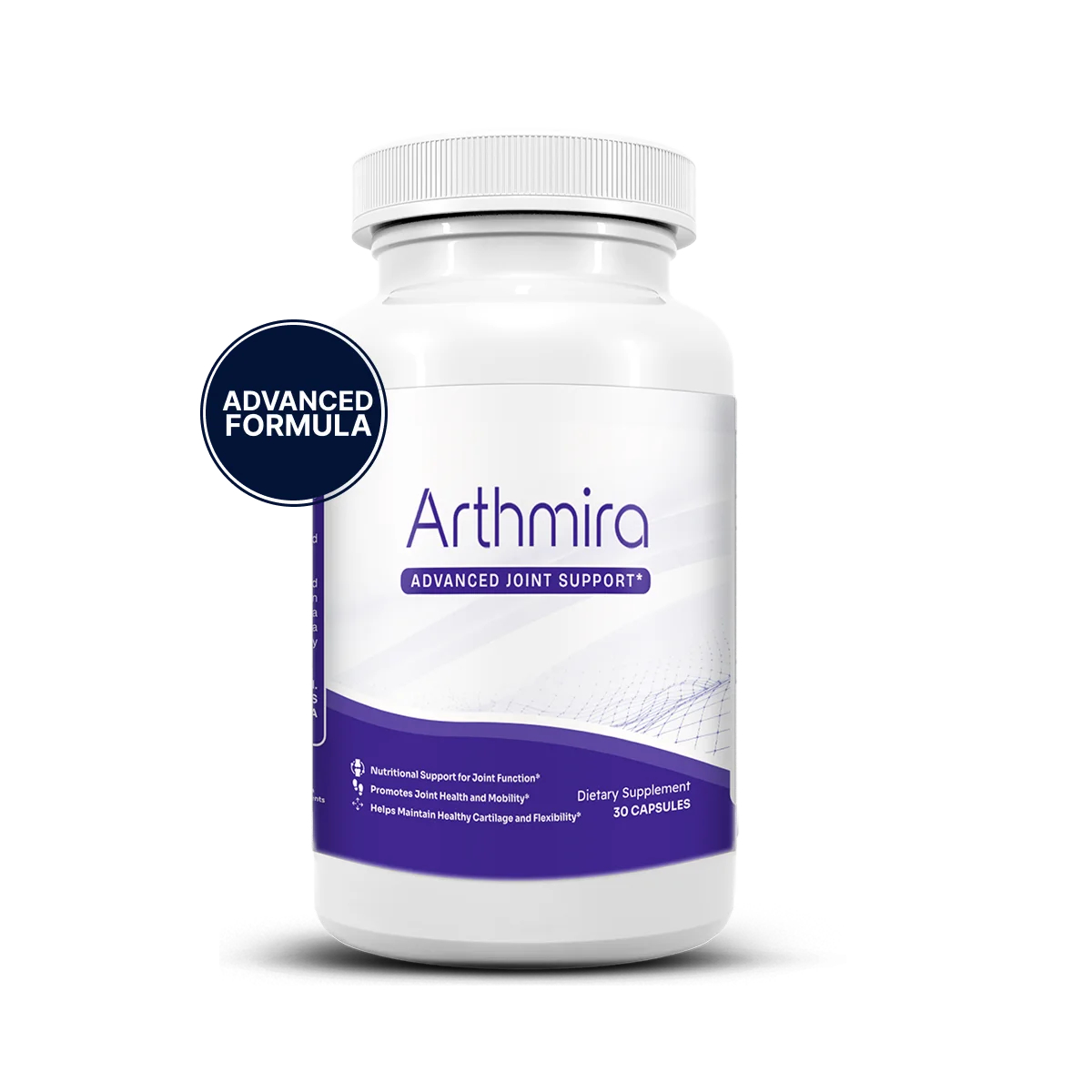 ArthMira Advanced Formula bottle showing the turmeric, curcumin, coleus forskohlii and BioPerine blend