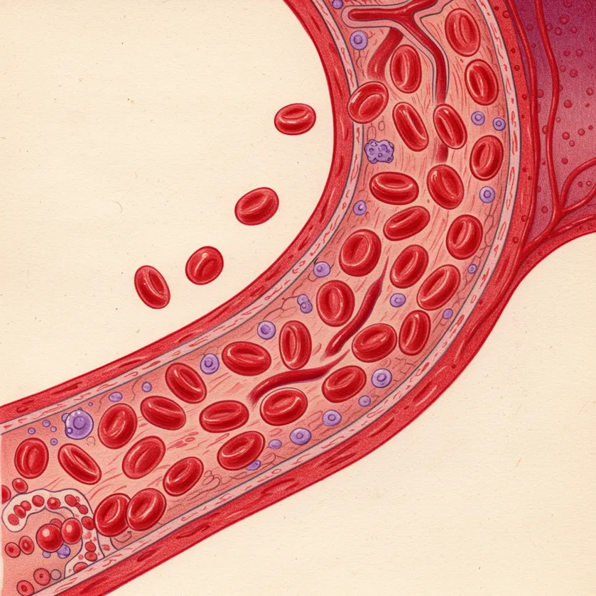 Cross-section illustration of healthy circulation delivering nutrients through the body